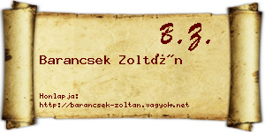 Barancsek Zoltán névjegykártya